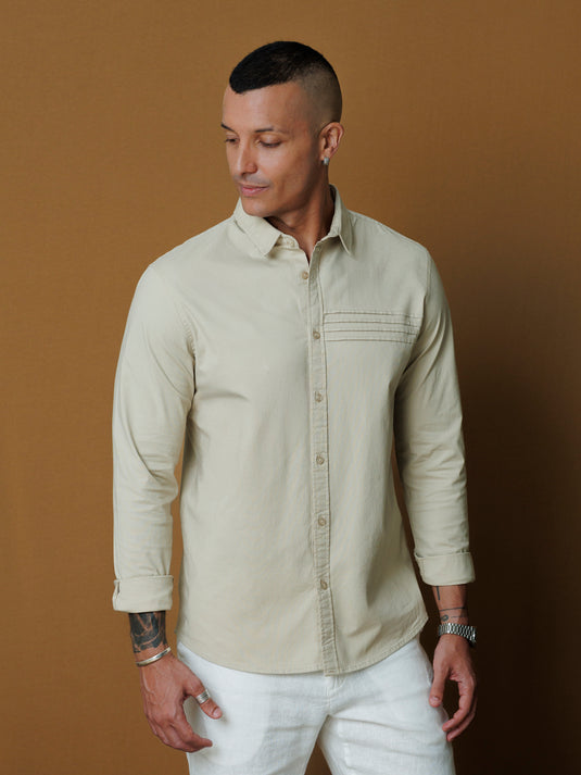 Regular front pleated L/S shirt