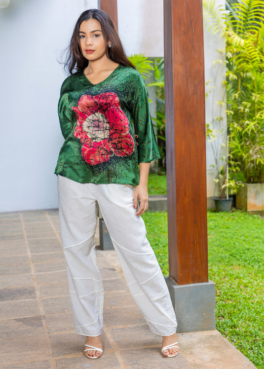 Batik Floral Silk Top
