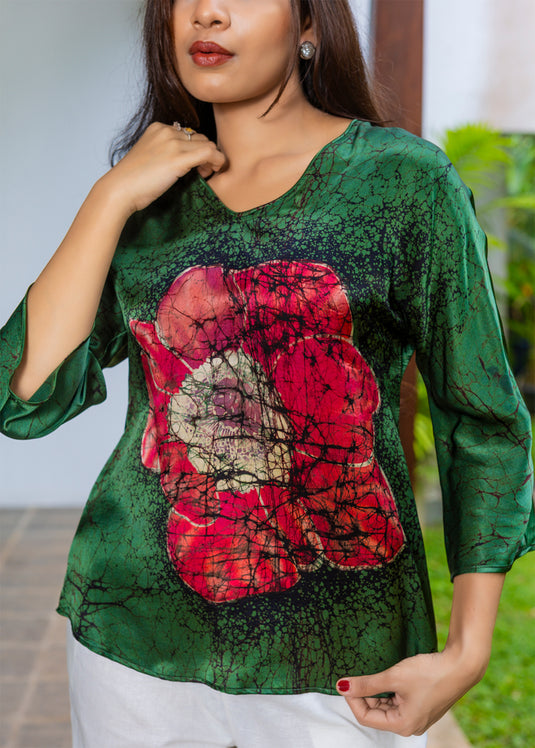 Batik Floral Silk Top