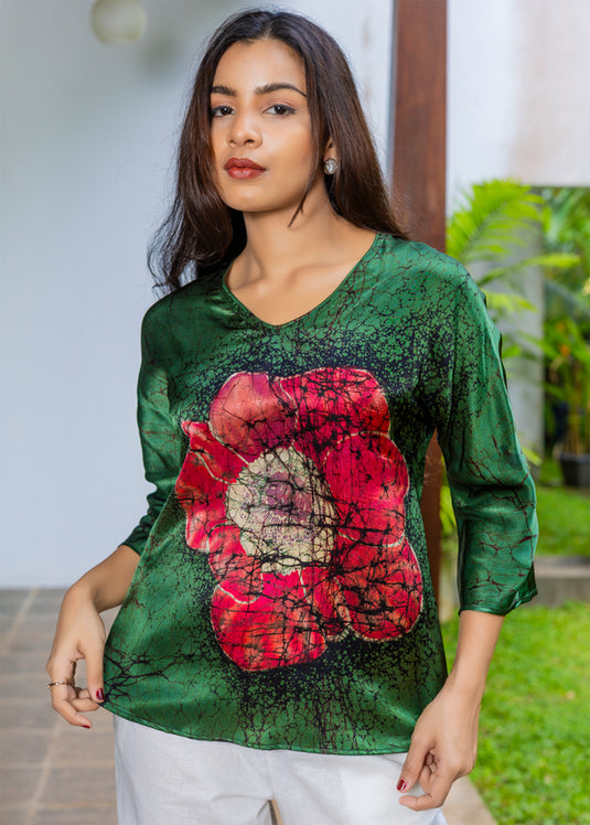 Batik Floral Silk Top
