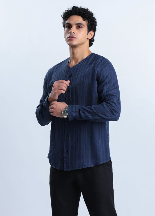 Curved Collar L/S Shirt
