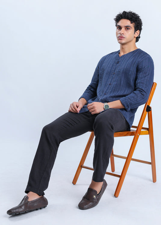 Curved Collar L/S Shirt