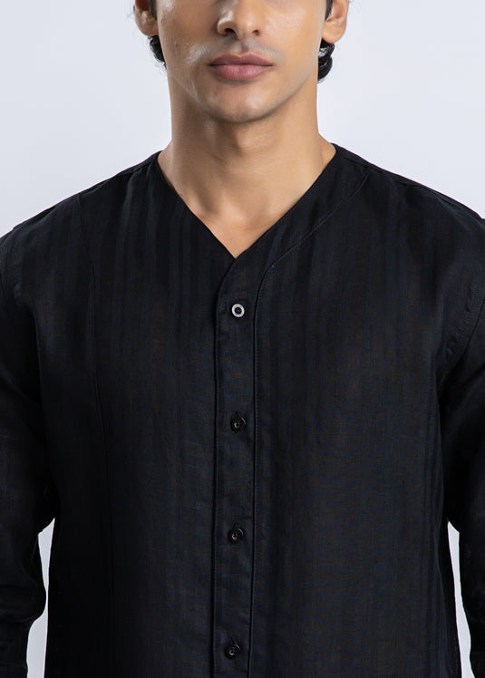 Curved Collar L/S Shirt