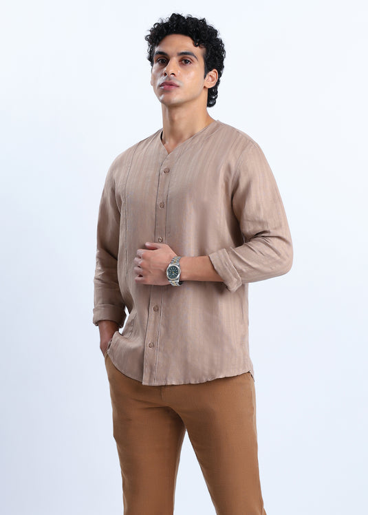 Curved Collar L/S Shirt