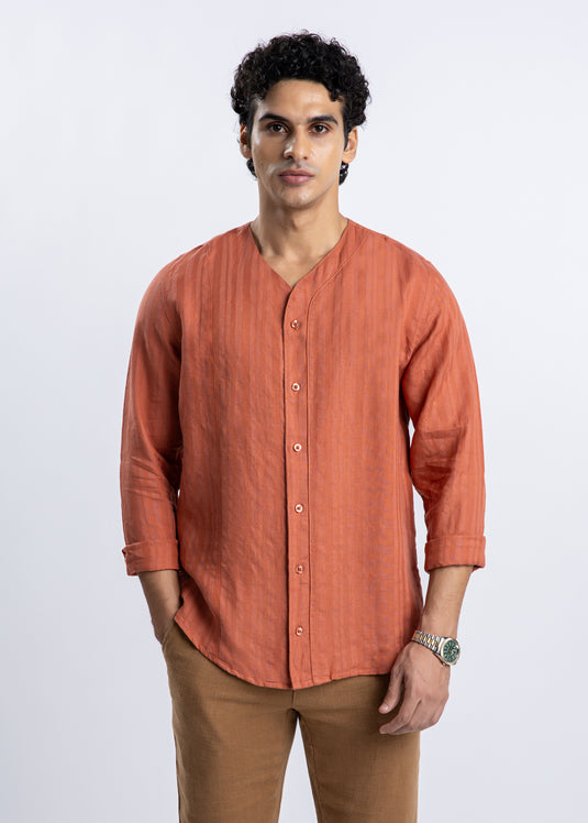 Curved Collar L/S Shirt