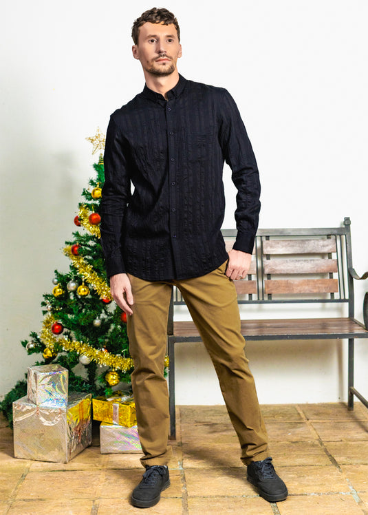 Casual Wear Textured L/S Shirt
