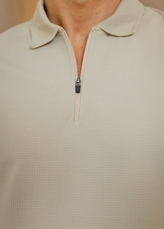Waffle Polo t-Shirt With Zipper