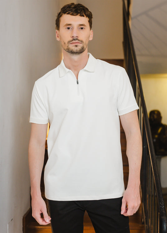 Waffle Polo t-Shirt With Zipper