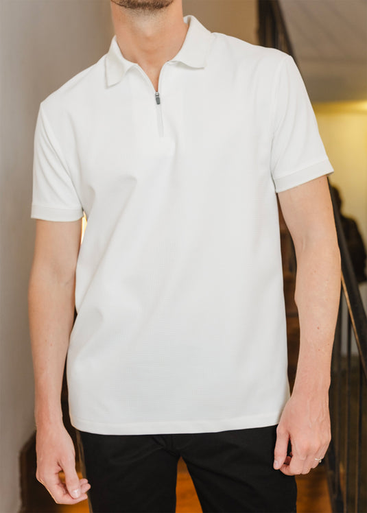 Waffle Polo t-Shirt With Zipper