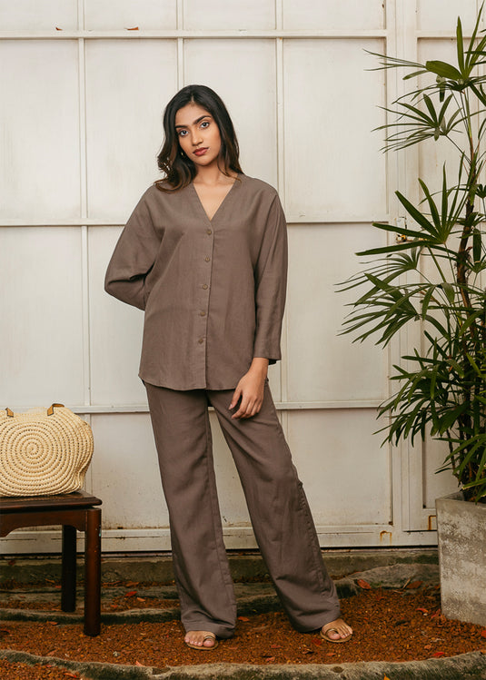 V neck button down blouse