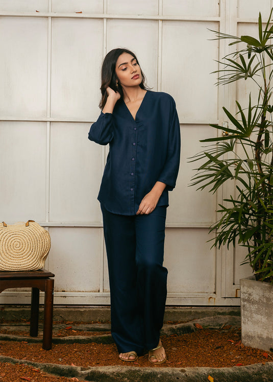 V neck button down blouse