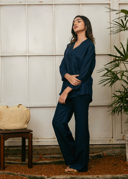 V neck button down blouse