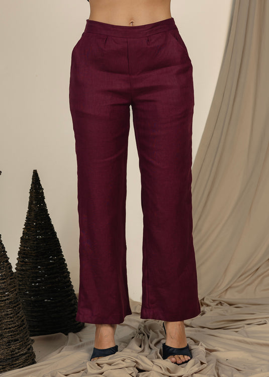 Basic Linen Pant With Elasticated Back