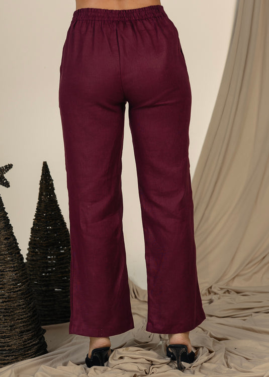 Basic Linen Pant With Elasticated Back