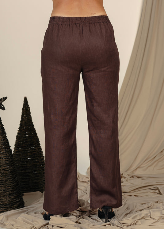Basic Linen Pant With Elasticated Back