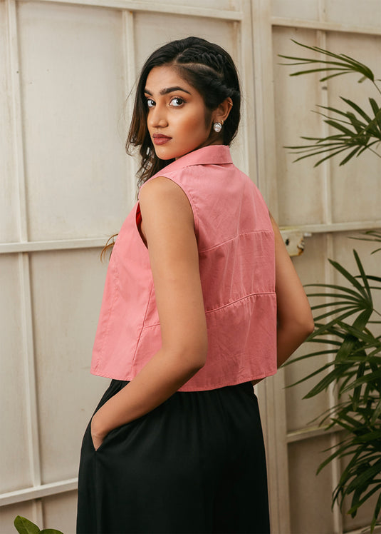 Crop Top With Collar