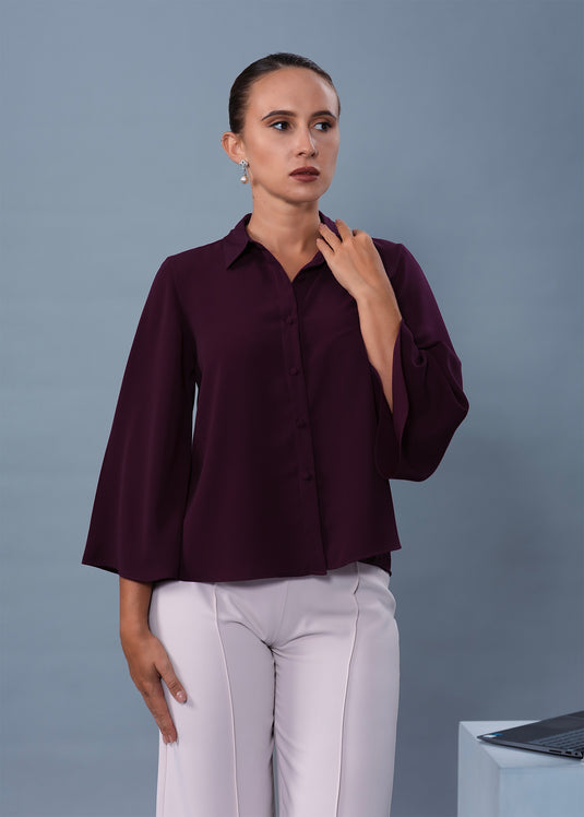 Bell sleeve button down blouse