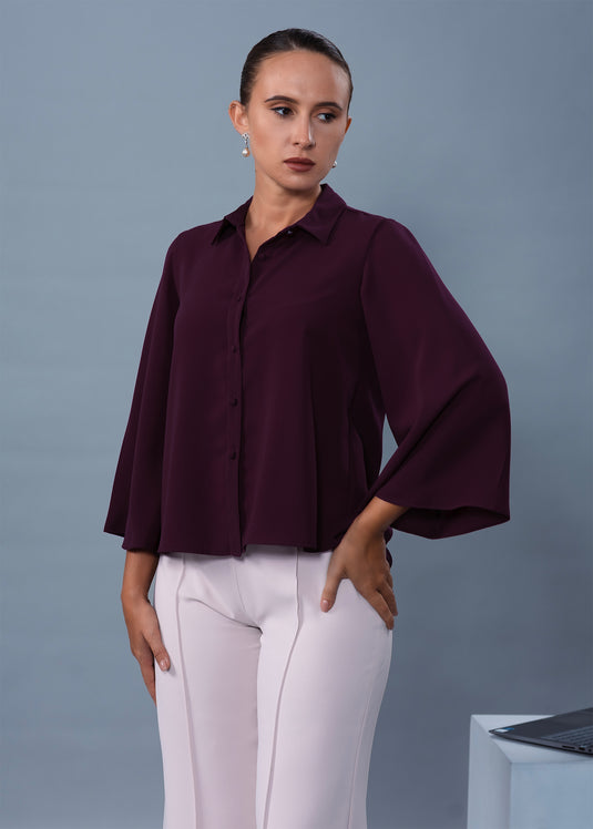 Bell sleeve button down blouse