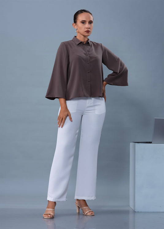 Bell sleeve button down blouse