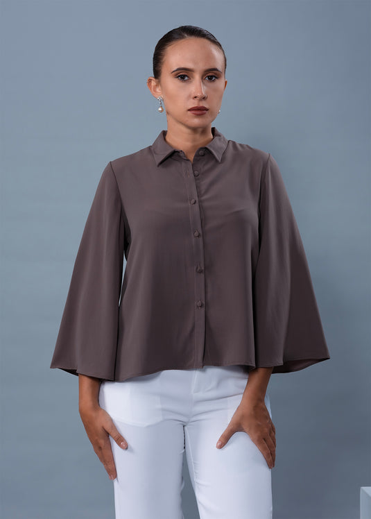 Bell sleeve button down blouse