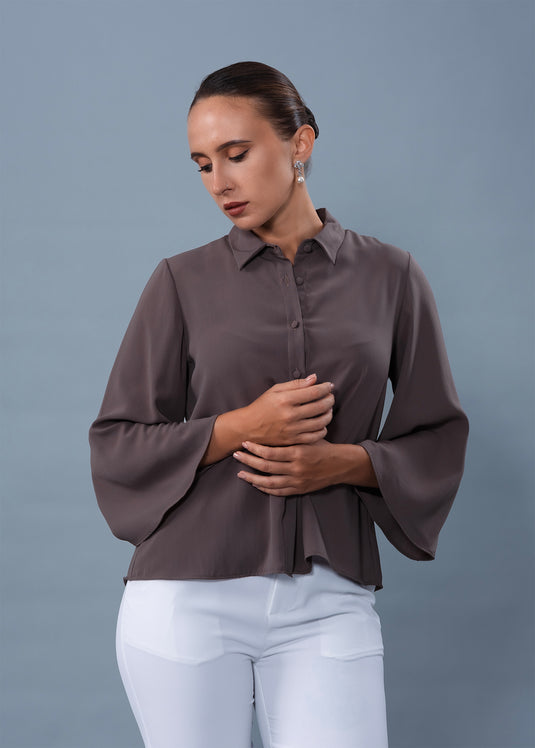 Bell sleeve button down blouse