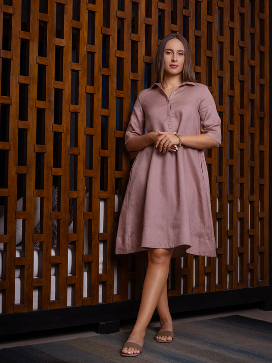 Premium linen trapeze dress