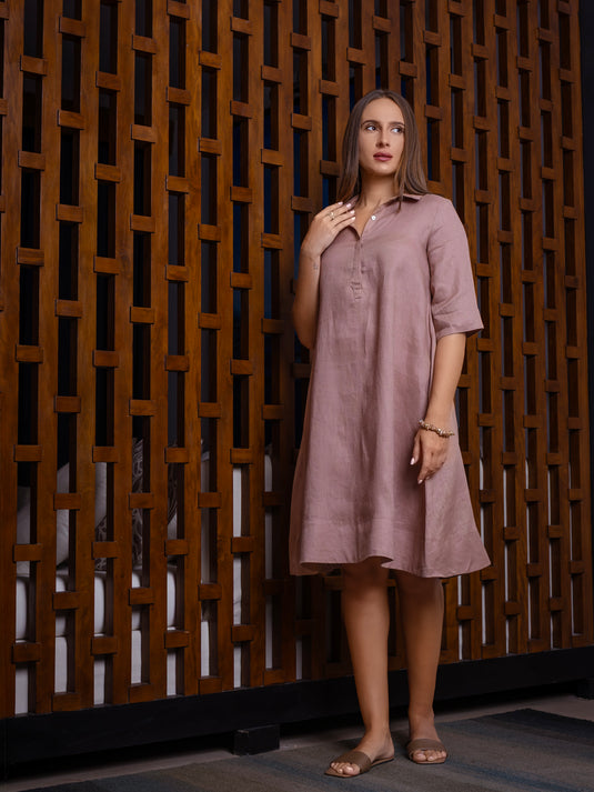 Premium linen trapeze dress