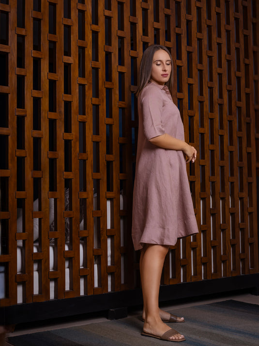 Premium linen trapeze dress