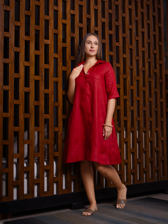 Premium linen trapeze dress