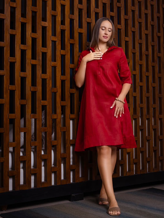 Premium linen trapeze dress