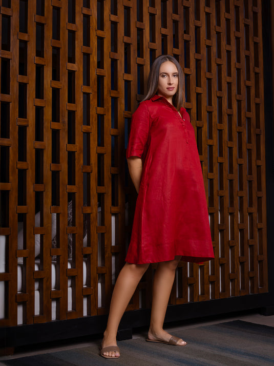 Premium linen trapeze dress