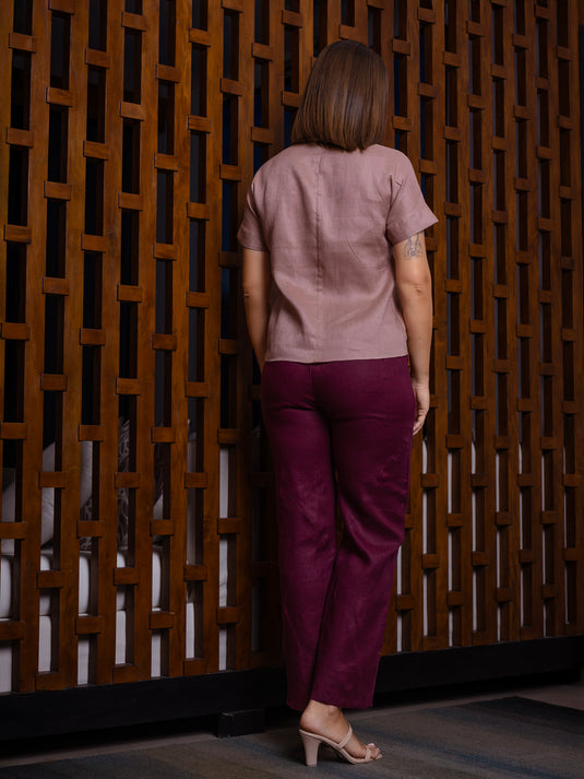 Cut panel detailed premium linen pant