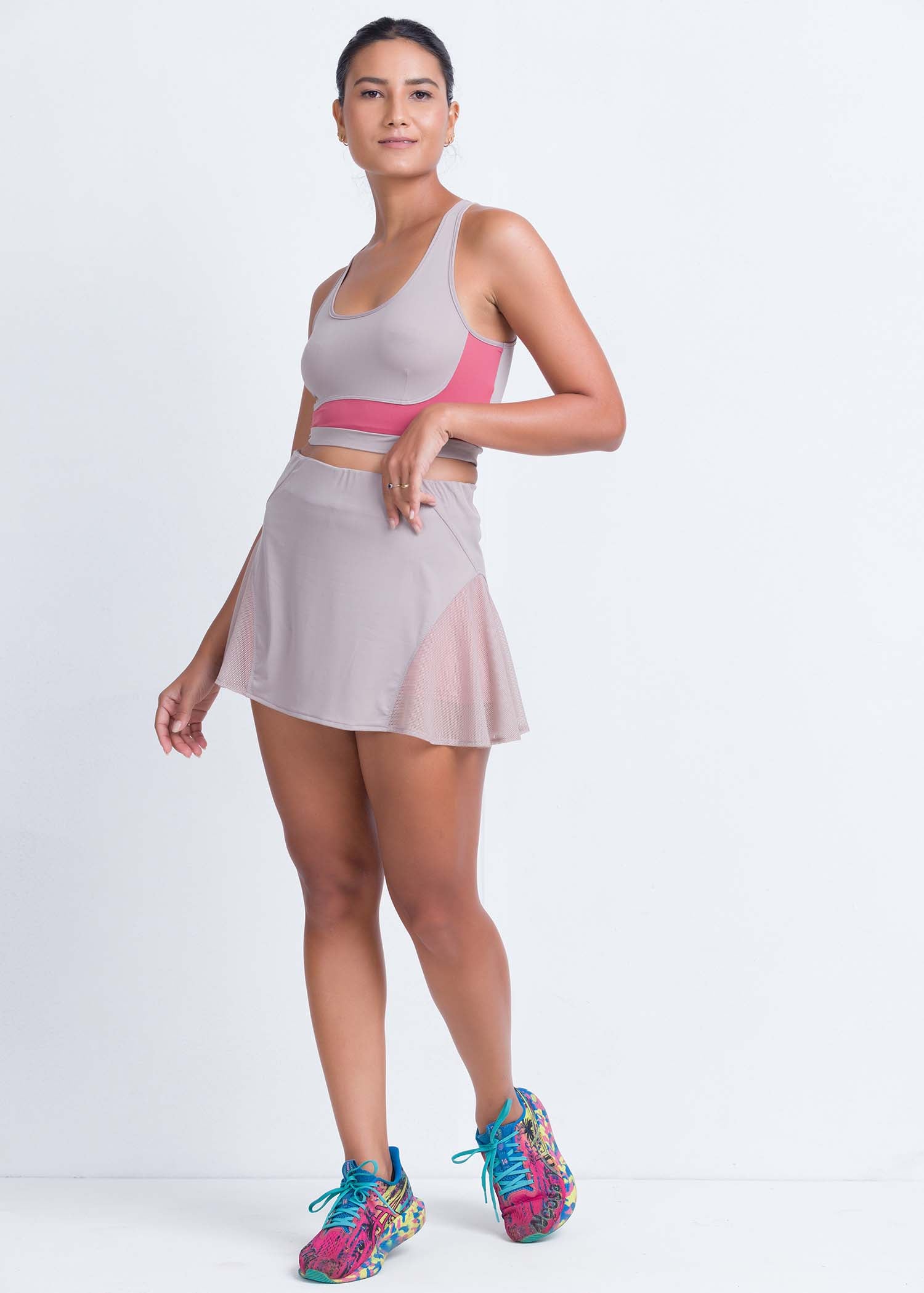 Side mesh detailing tennis skirt