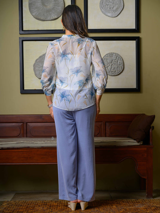 Frill detailed printed blouse