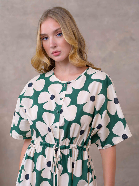 Printed kimono sleeve dress