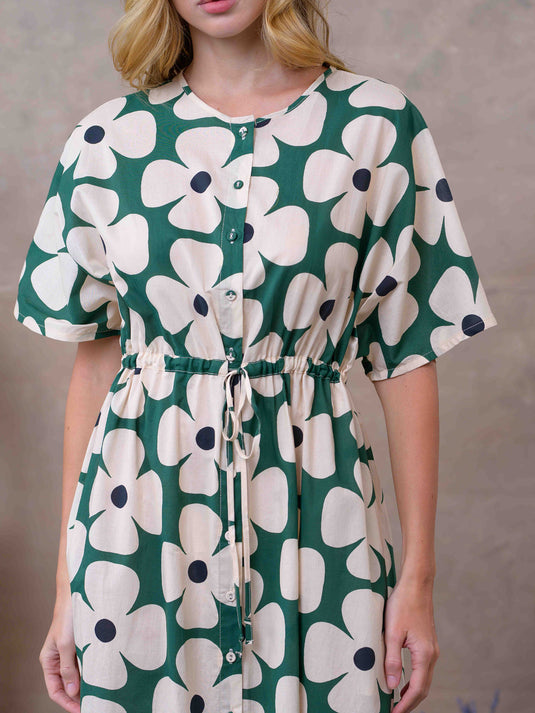 Printed kimono sleeve dress