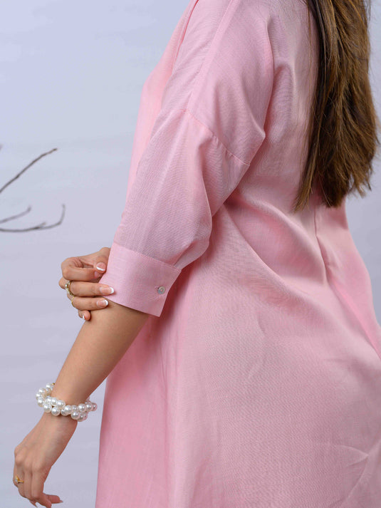 V neck linen trapeze dress