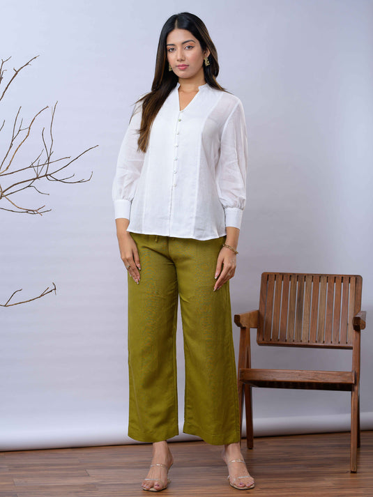 Button detailed linen blouse