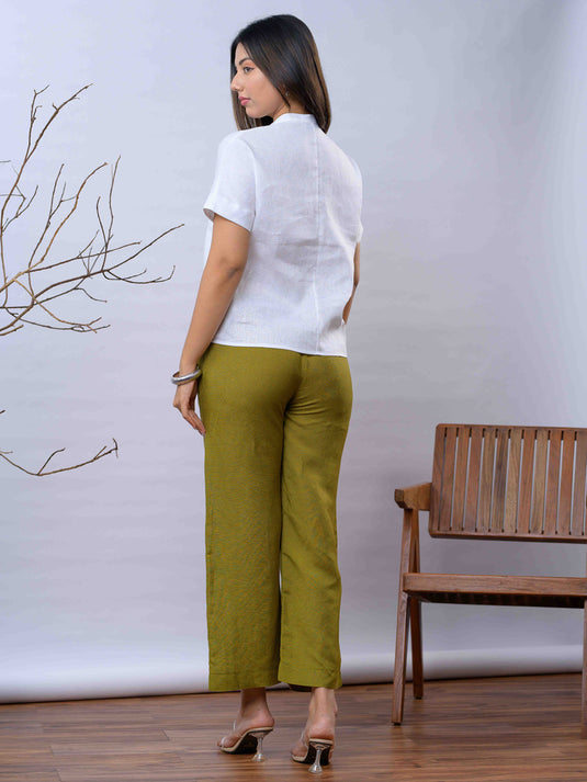 Ruffle detailed premium linen top