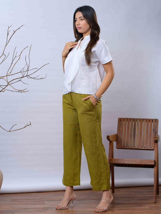 Ruffle detailed premium linen top