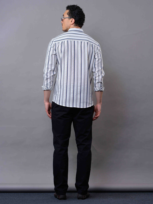 Casual Wear SeerSucker Stripe Long Sleeve Shirt.