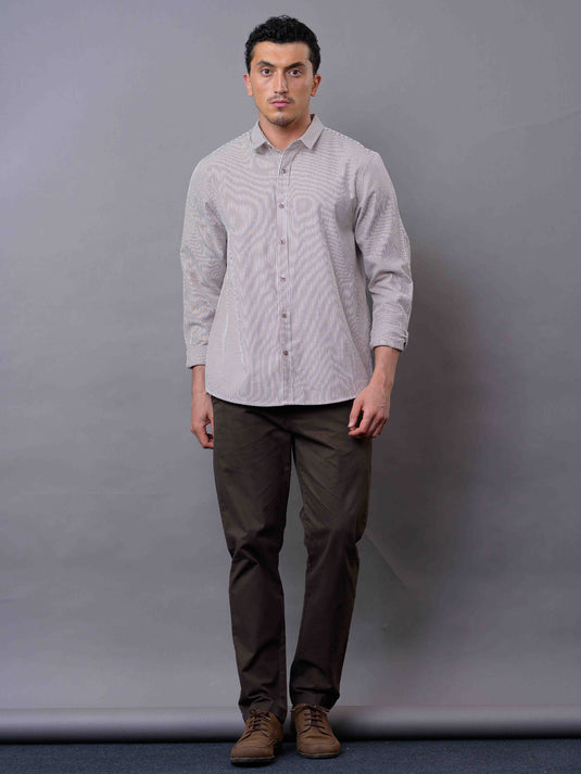 Casual Wear SeerSucker Stripe Long Sleeve Shirt.