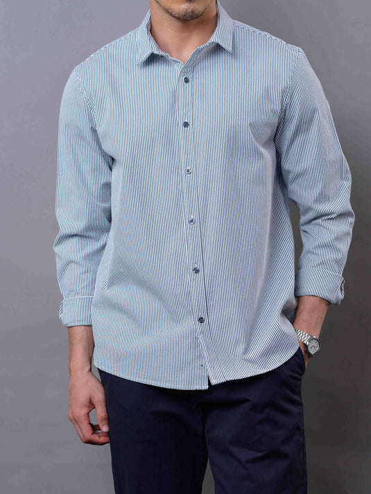 Casual Wear SeerSucker Stripe Long Sleeve Shirt.