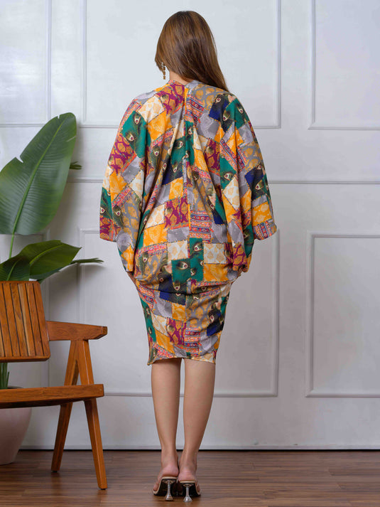 Drape Detailed Printed Dress
