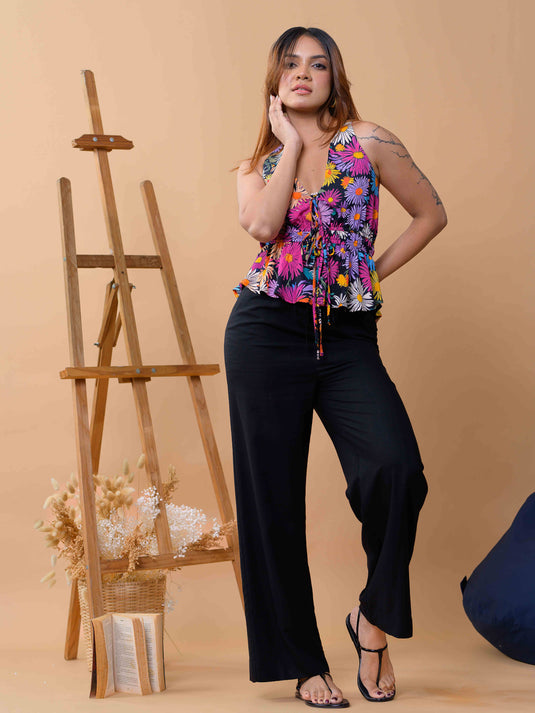 Printed Blouese With Ties