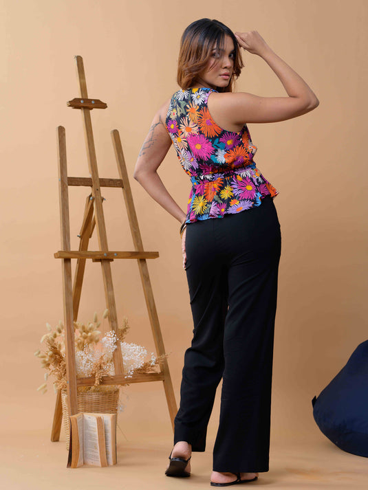 Printed Blouese With Ties
