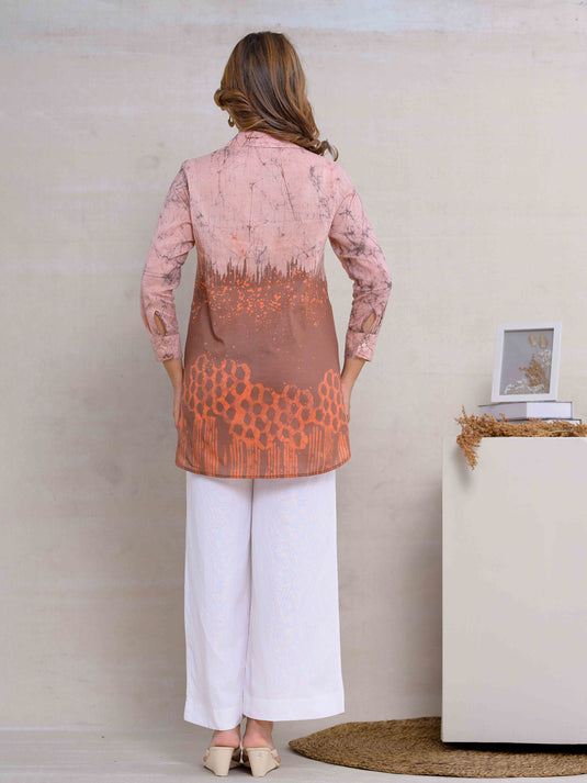 Batik Side Slits Detailed Kurtha Top