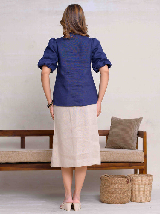 Linen Puff Sleeve Premium Linen Blouse