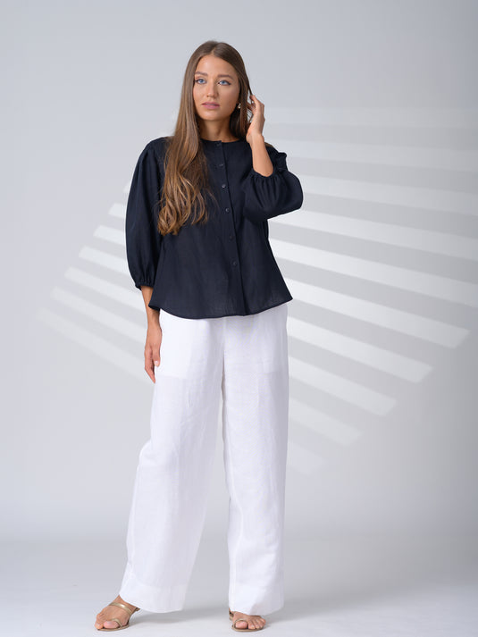 Button down linen blouse