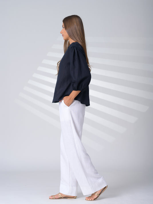 Button down linen blouse